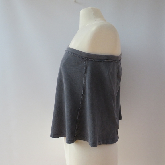 Free People We the Free Aubrey One Shoulder Graphite Gray T-Shirt - Picture 6 of 15